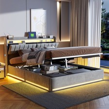 Polsterbett 160x200 cm LED USB