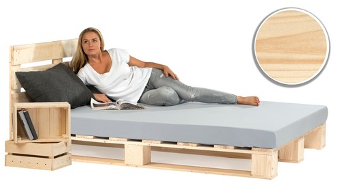 Palettenbett aus holz - palettenbett,