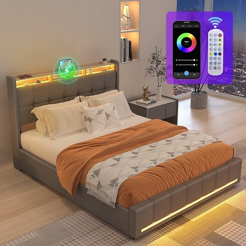 Polsterbett doppelbett mit - mit, led