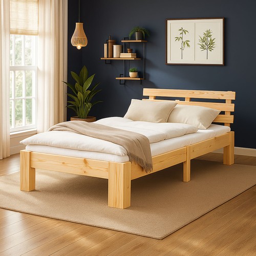 Einzelbett 90x200 holz natur - 90x200,