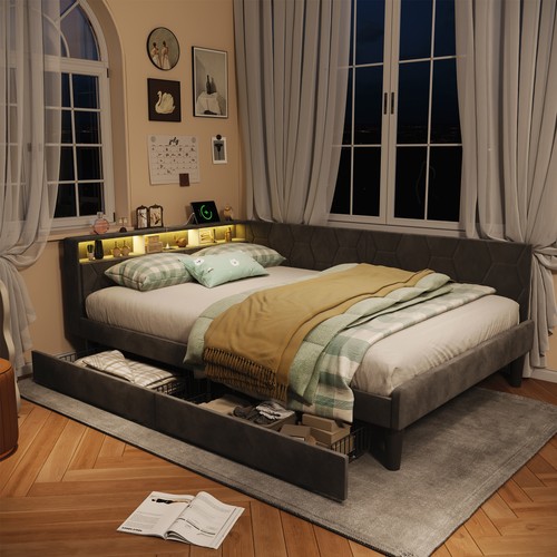 Schlafsofa 140x200cm mit led - schlafsofa,