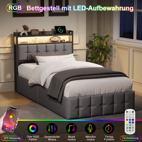 Boxspringbett 90x200 mit led - boxspringbett,