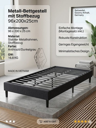 Metall bettrahmen mit - metall-bettrahmen,