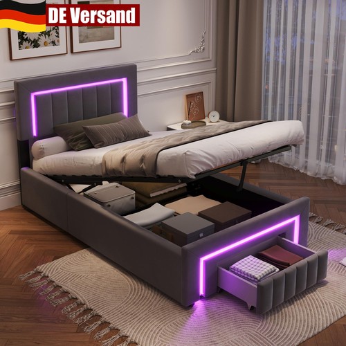 Polsterbett 90x200cm mit led - polsterbett,