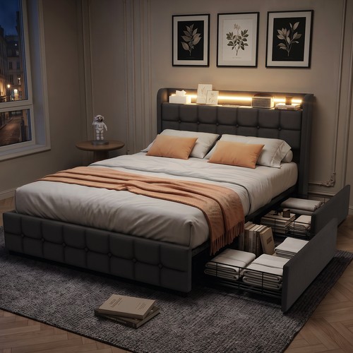 Led polsterbett 140x200cm - led,