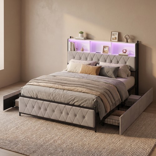 Polsterbett 140x200cm mit led - 140x200cm,